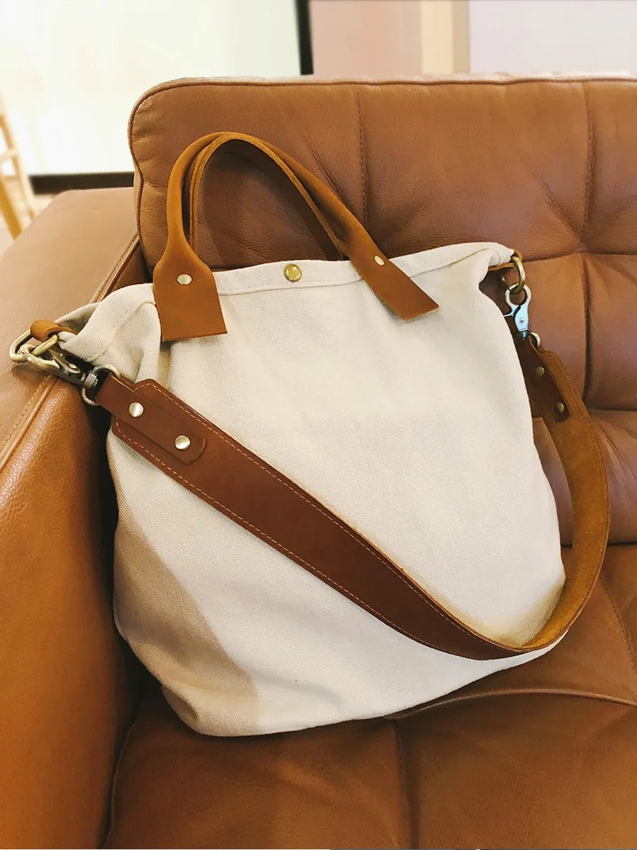 Women's Canvas Tote Bags White Canvas Tote Bag Two Tone Canvas Tote Mens Tote Bag On Shoulder Mens
